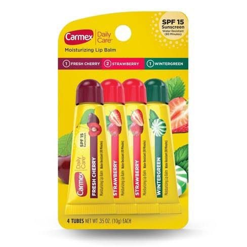 Carmex Daily Care Moisturizing Lip Balm w/SPF, Cherry, Strawberry and Wintergreen