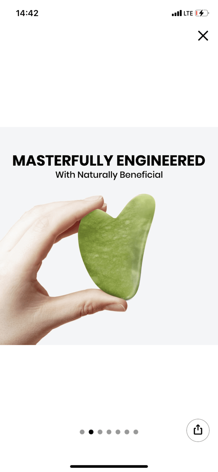 Gua Sha Massage Tool - Natural Skin Massager for Face Body Relieve Muscle Tensions Reduce Puffiness - Jade Stone Board (Green) - Image 4