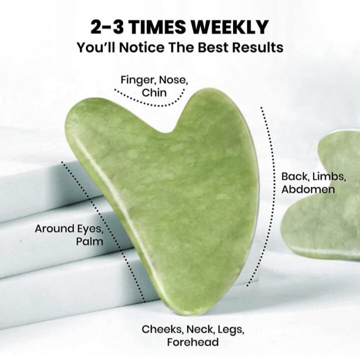 Gua Sha Massage Tool - Natural Skin Massager for Face Body Relieve Muscle Tensions Reduce Puffiness - Jade Stone Board (Green) - Image 3