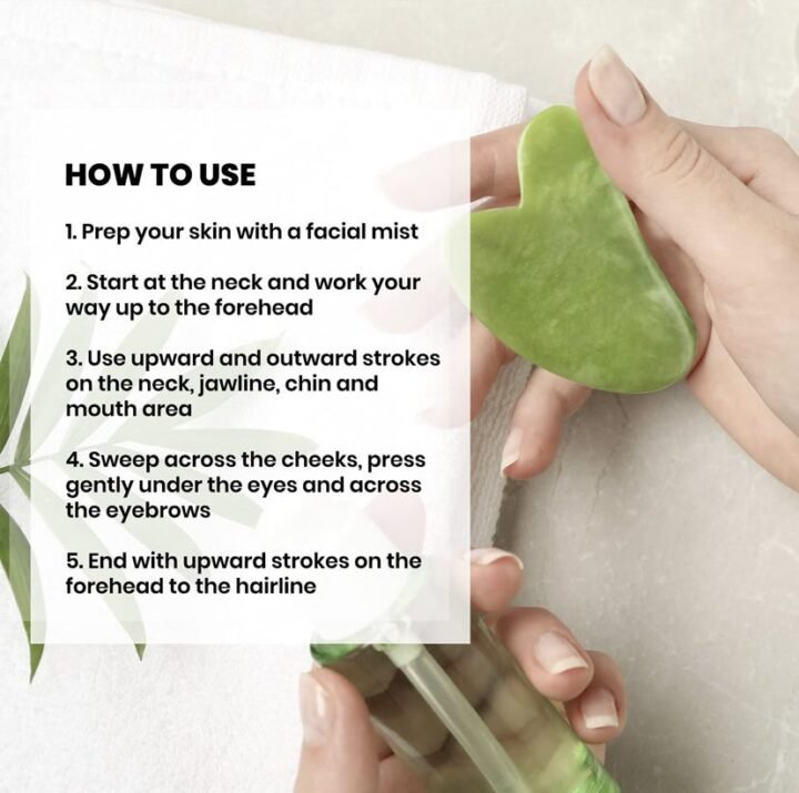 Gua Sha Massage Tool - Natural Skin Massager for Face Body Relieve Muscle Tensions Reduce Puffiness - Jade Stone Board (Green) - Image 2